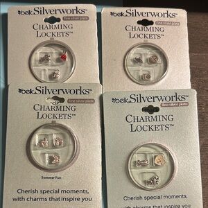 Belk Silverworks Charming Lockets - Silver with Red Accents